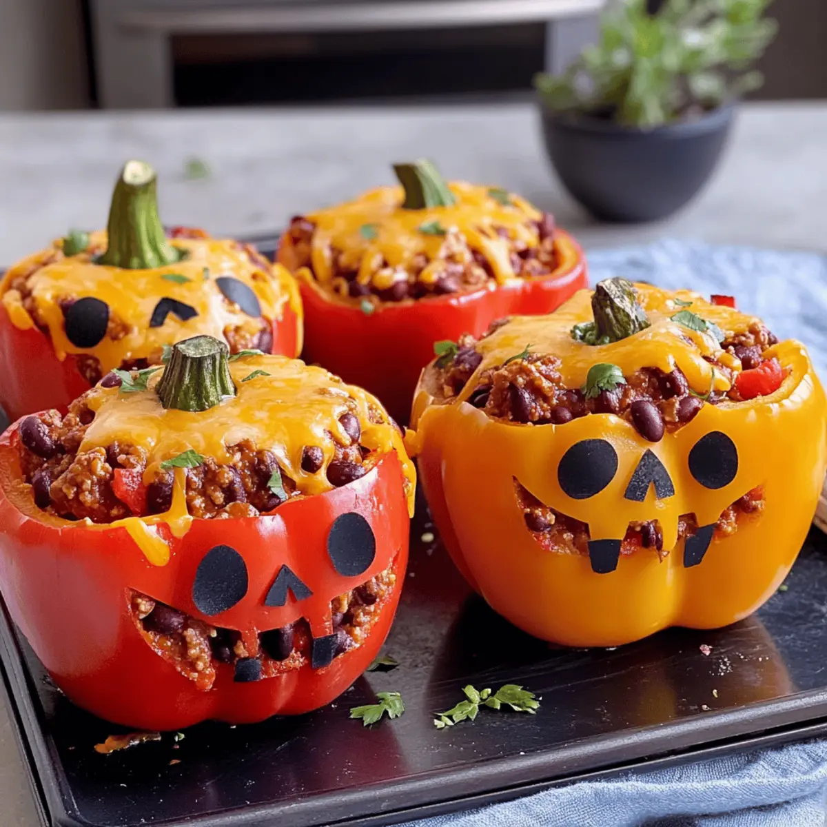 Gefüllte Halloween Paprika nach Chili con Carne Rezept