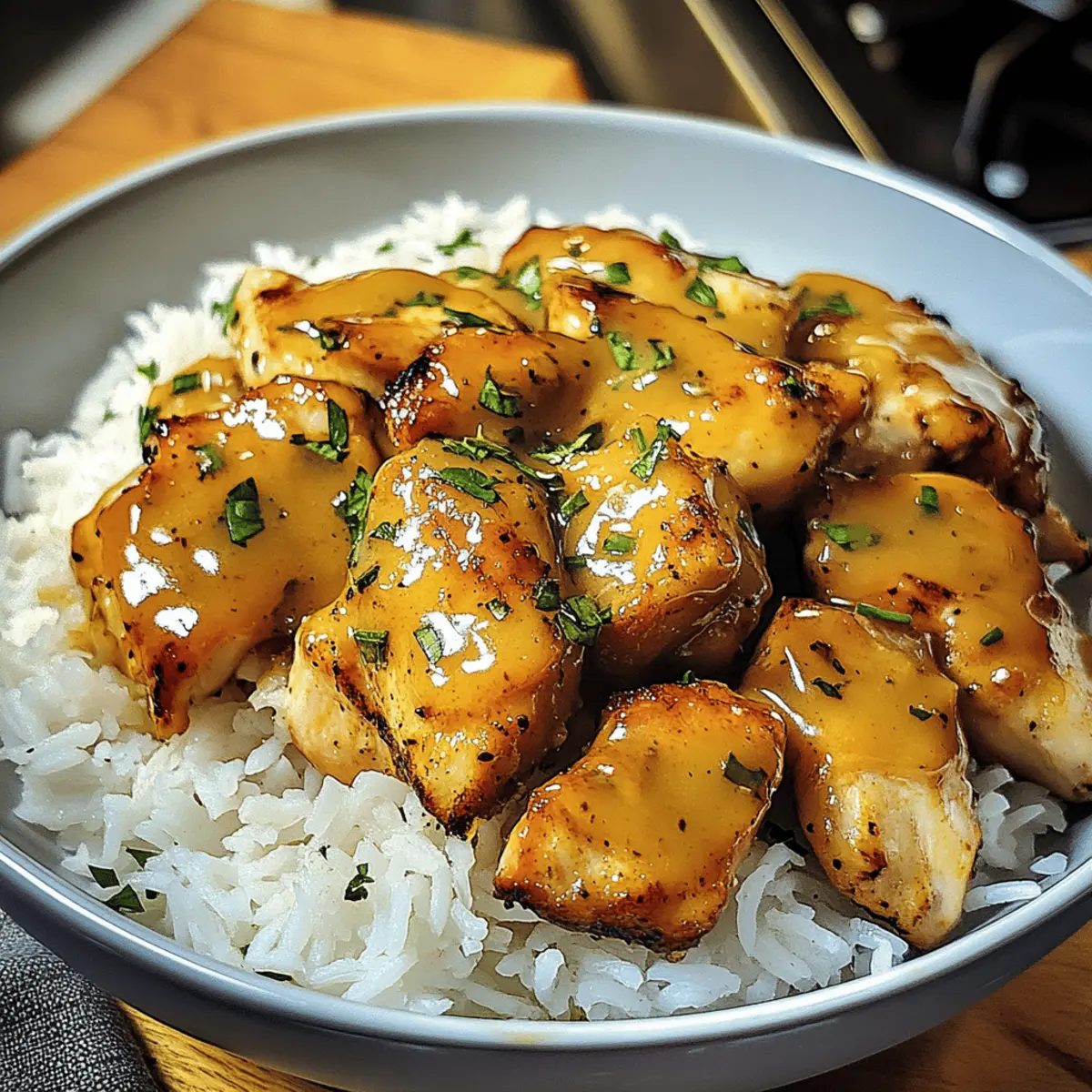 Honig Senf Hähnchen mit Reis - Schnelles Feierabendgericht
