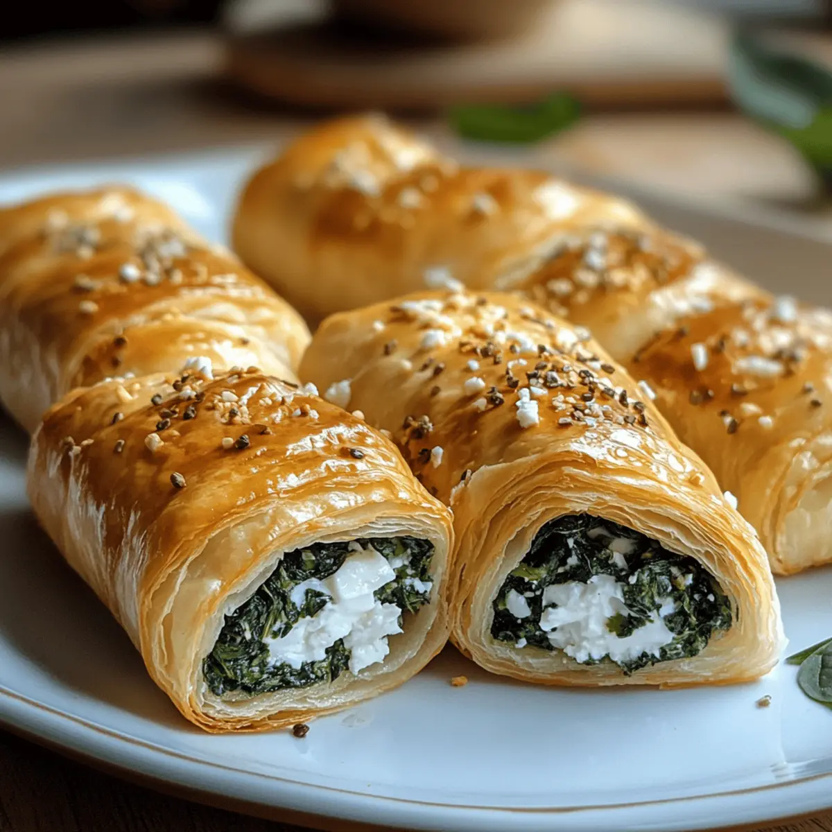 Herzhafte Blätterteig-Röllchen mit Spinat & Feta
