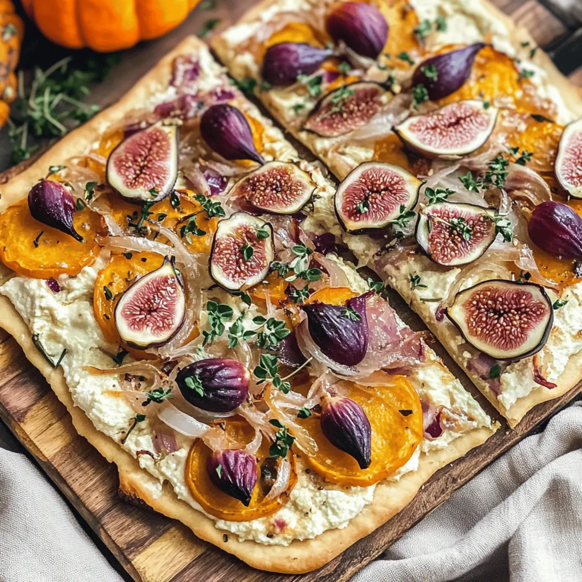 Veganer Flammkuchen mit Kürbis und Feigen
