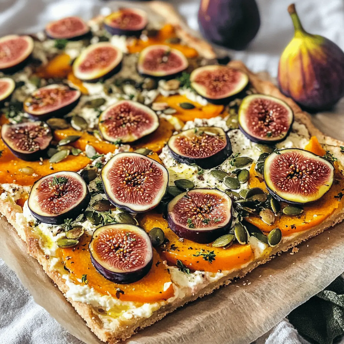 Veganer Flammkuchen mit Kürbis und Feigen