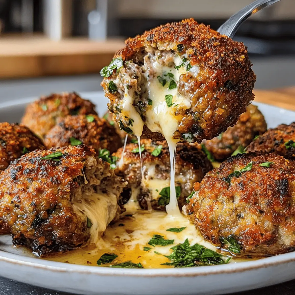 Frikadellen Käsekruste mediterran gefüllt