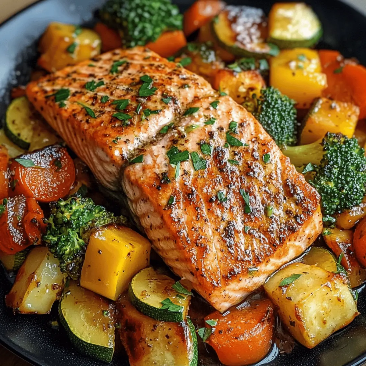 Lachs mit Gemüse aus der Heißluftfritteuse genießen