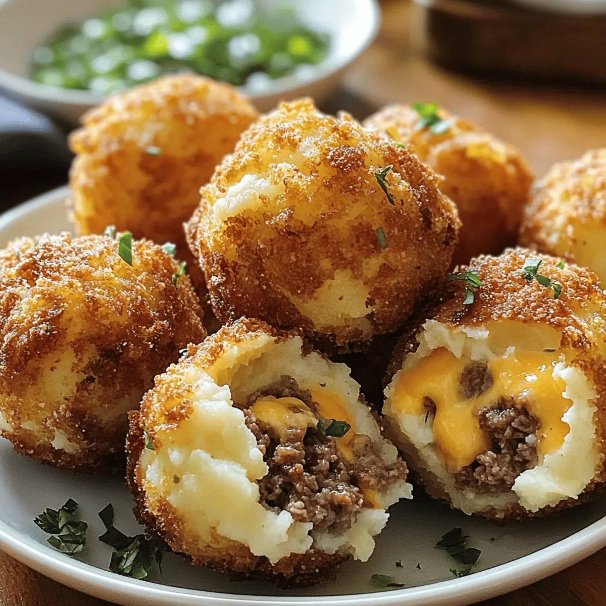 Krosse Kartoffelpüree gefüllt mit Käse und Fleisch