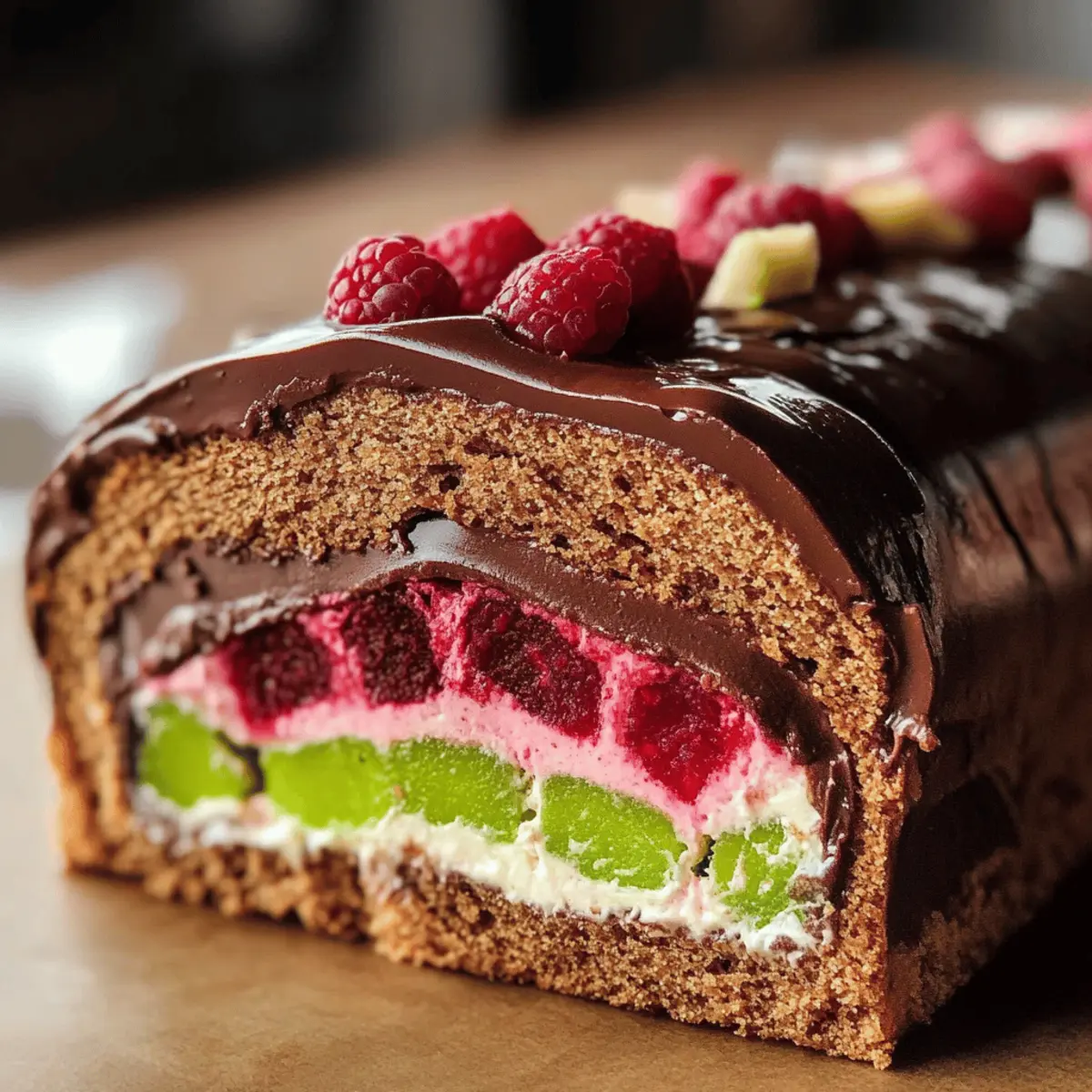Lebkuchen-Bûche mit Fruchtkern für festliche Tage