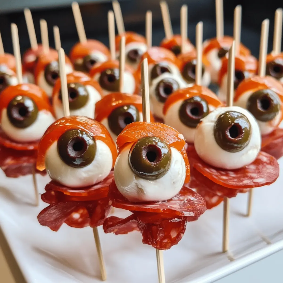 Spießige Salami-Augen für eine gruselige Halloween-Party