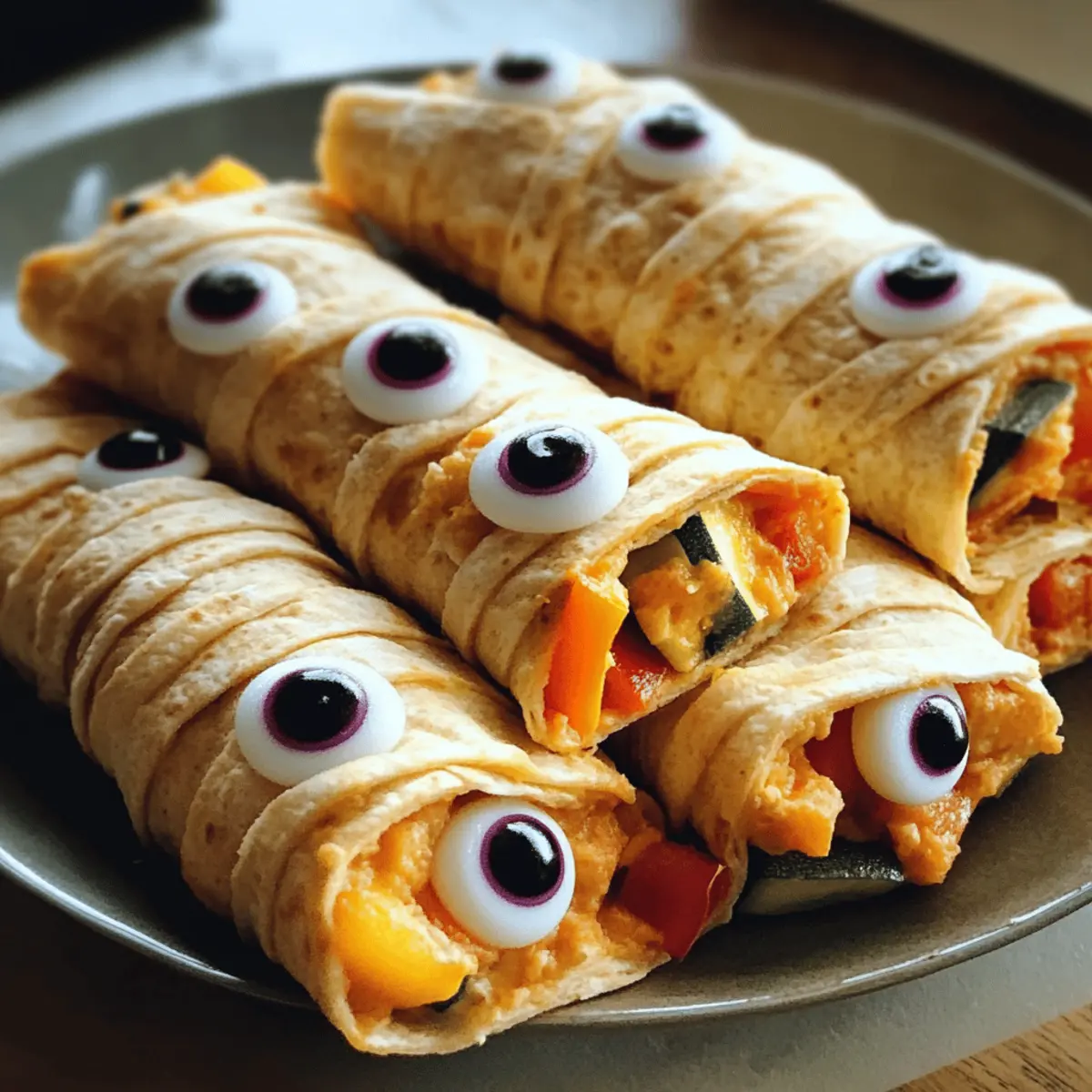 Kreative niedliche Mumien-Gemüse-Wickel für Halloween