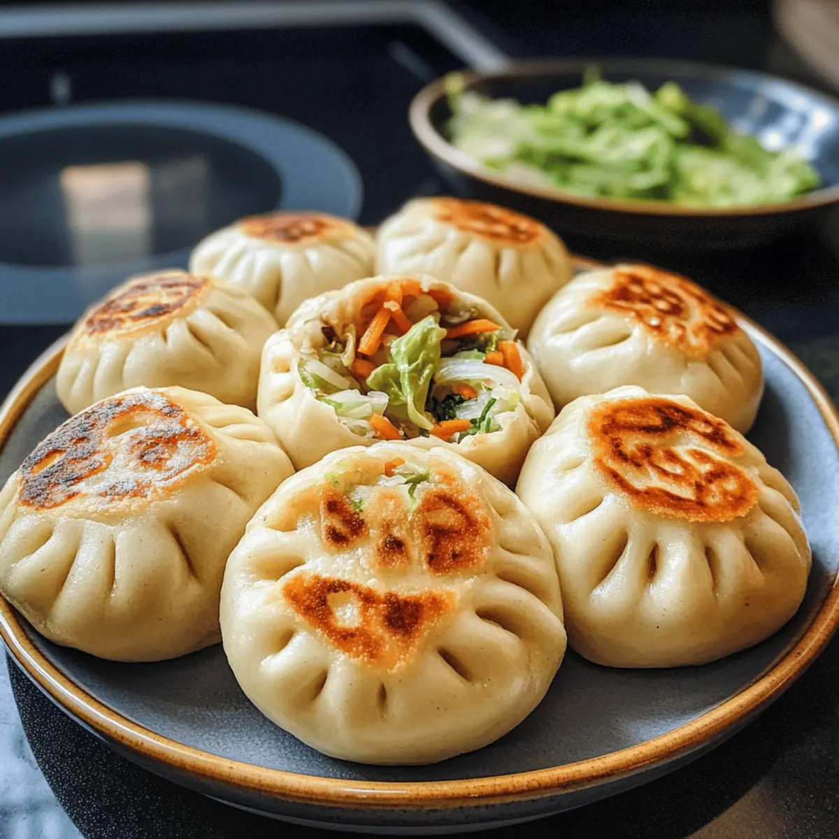 Pfannen-gebratener Kohl und Nudelbrötchen leicht gemacht
