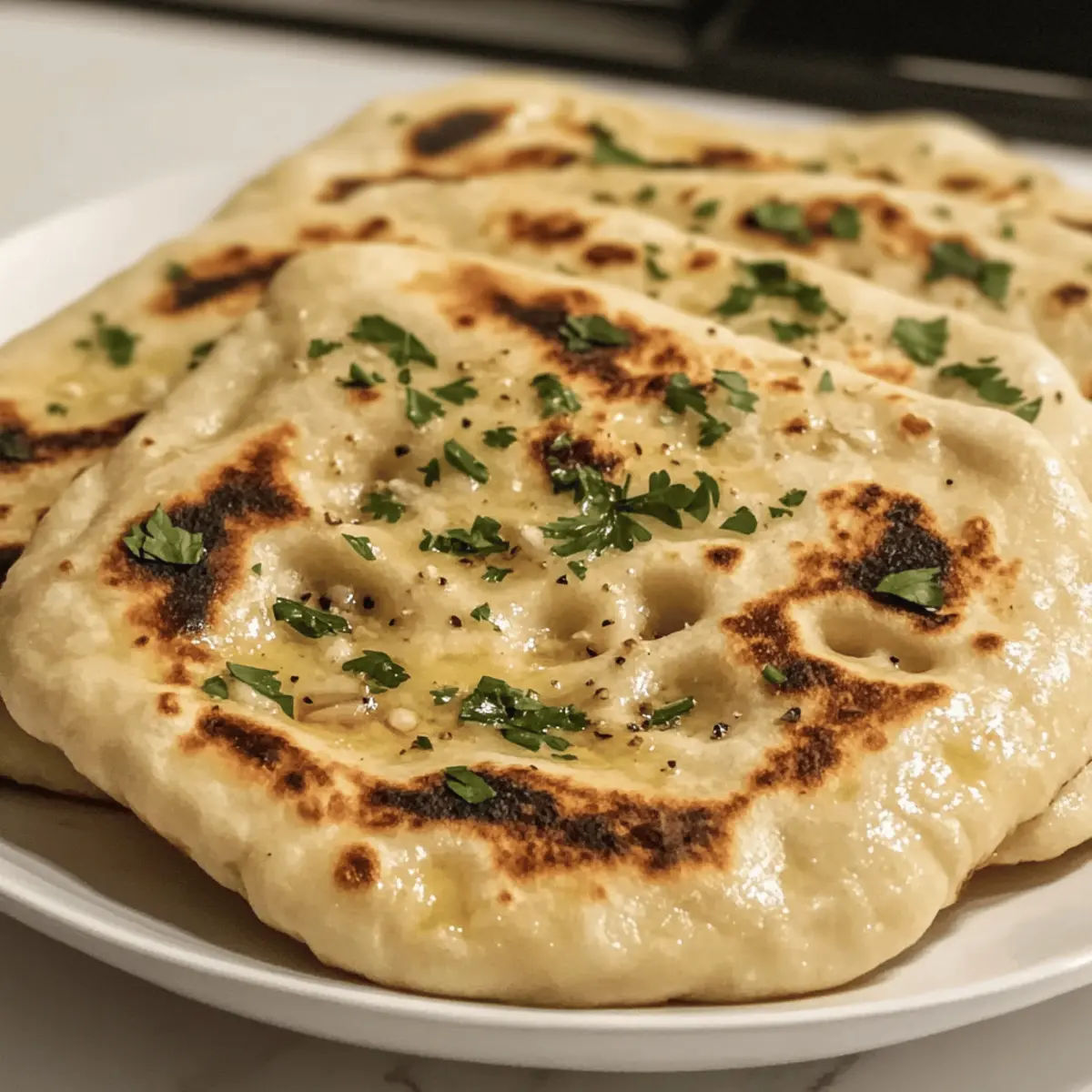 Hüttenkäse Knoblauch Naan ohne Hefe ganz einfach