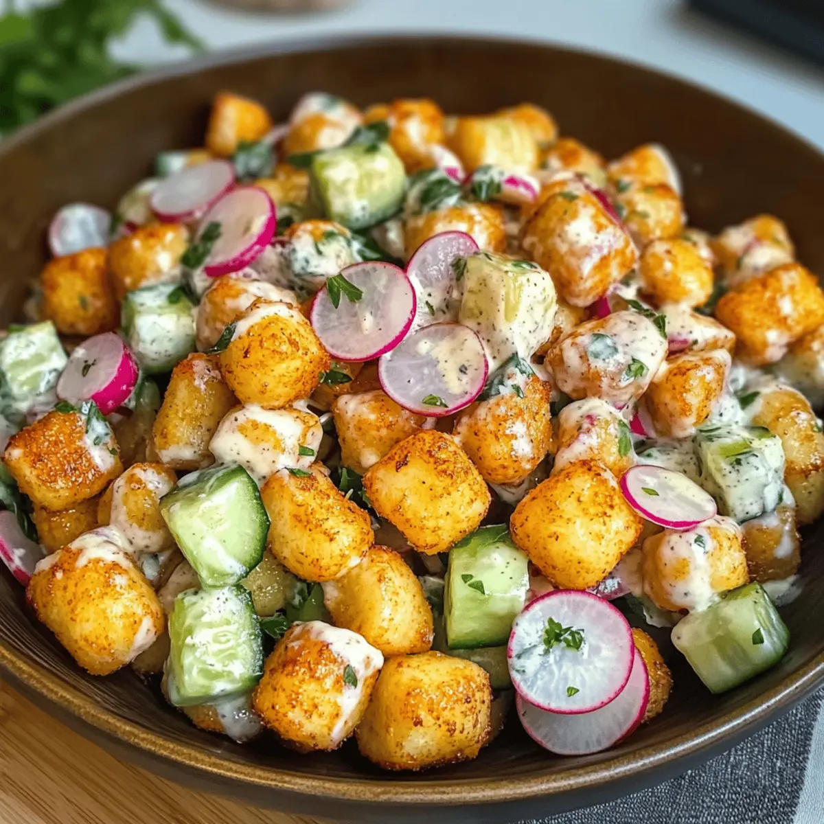 Knuspriger Gnocchi-Salat mit frischen Gemüsen