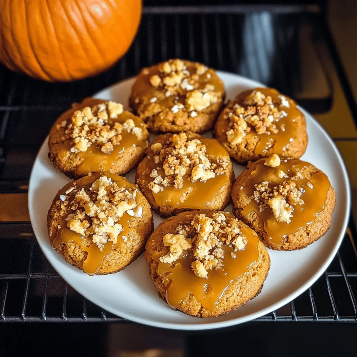 Kürbisplätzchen mit Karamell und Streuseln