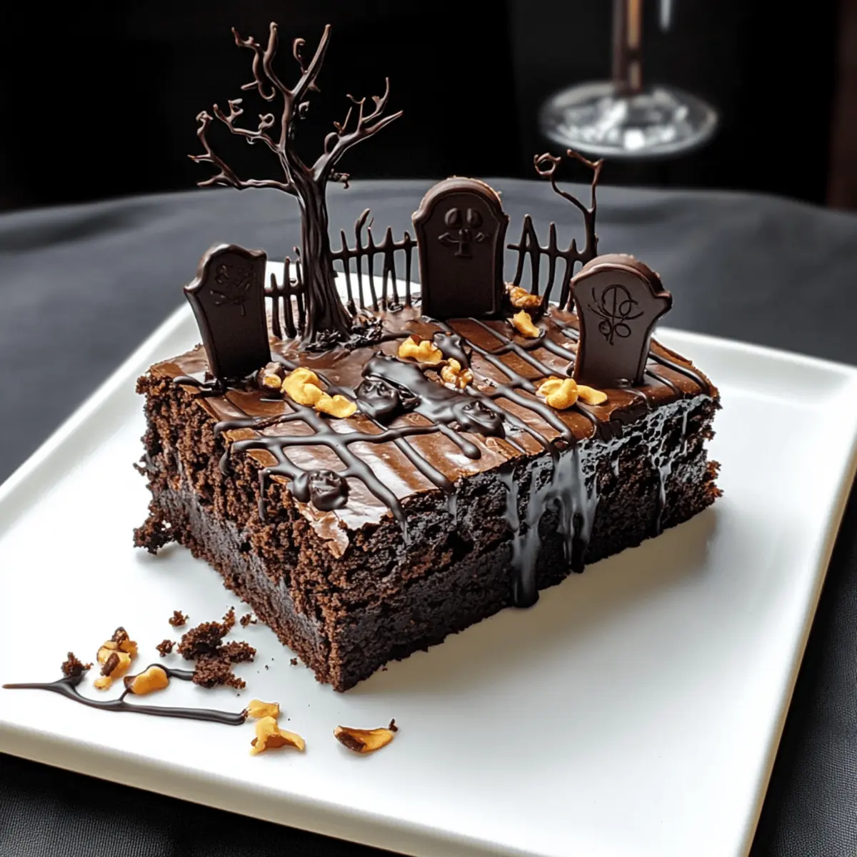 Schokoladenbrownie-Friedhof für Halloween entdecken