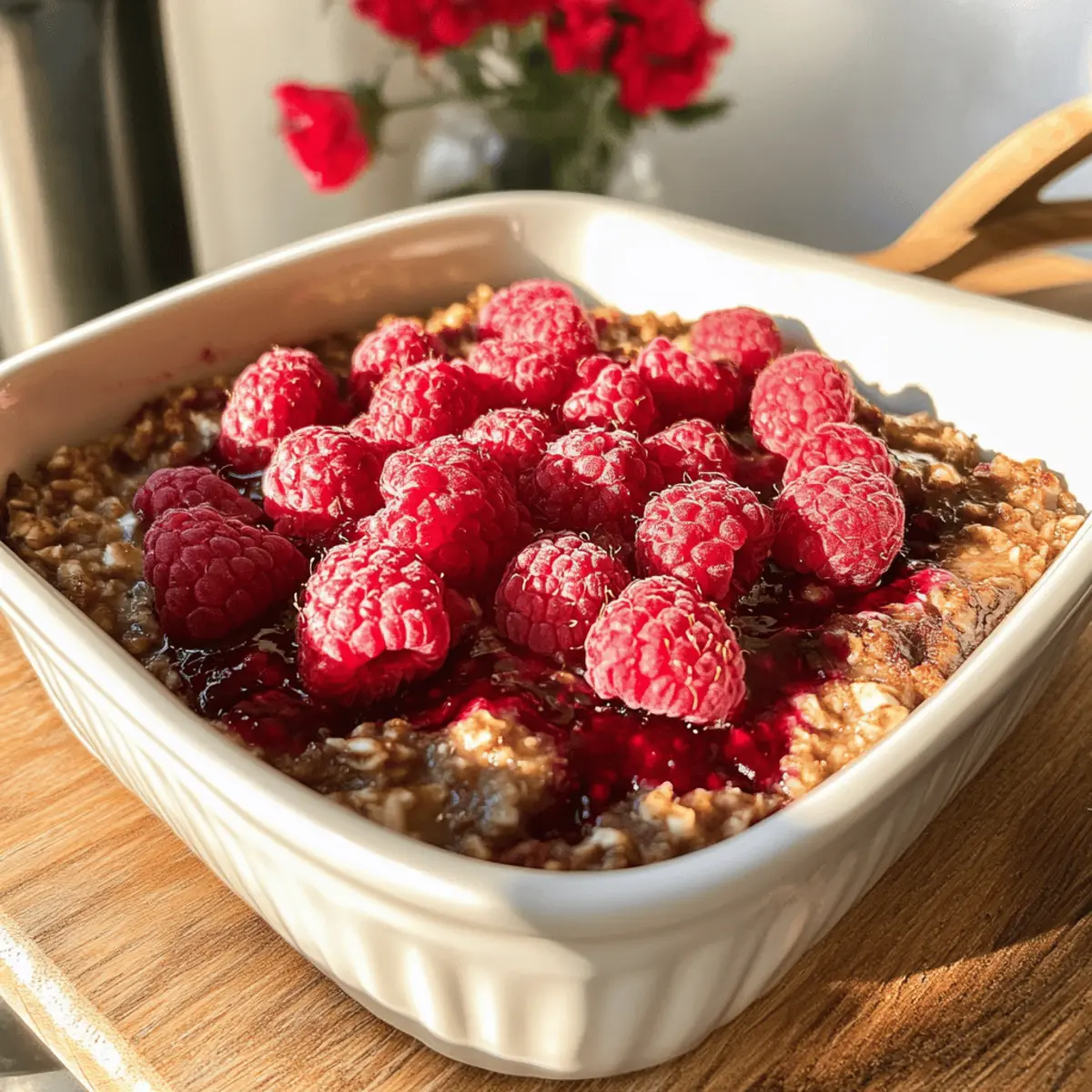 Vegane gebackene Haferflocken mit Himbeeren Rezept