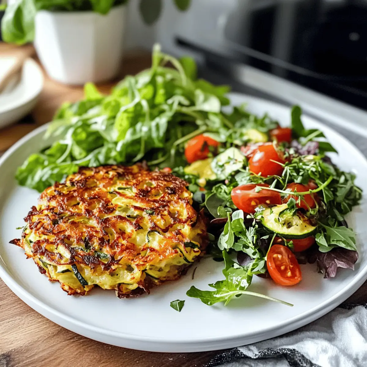 Köstliche Zucchini-Rösti mit frischem Salat