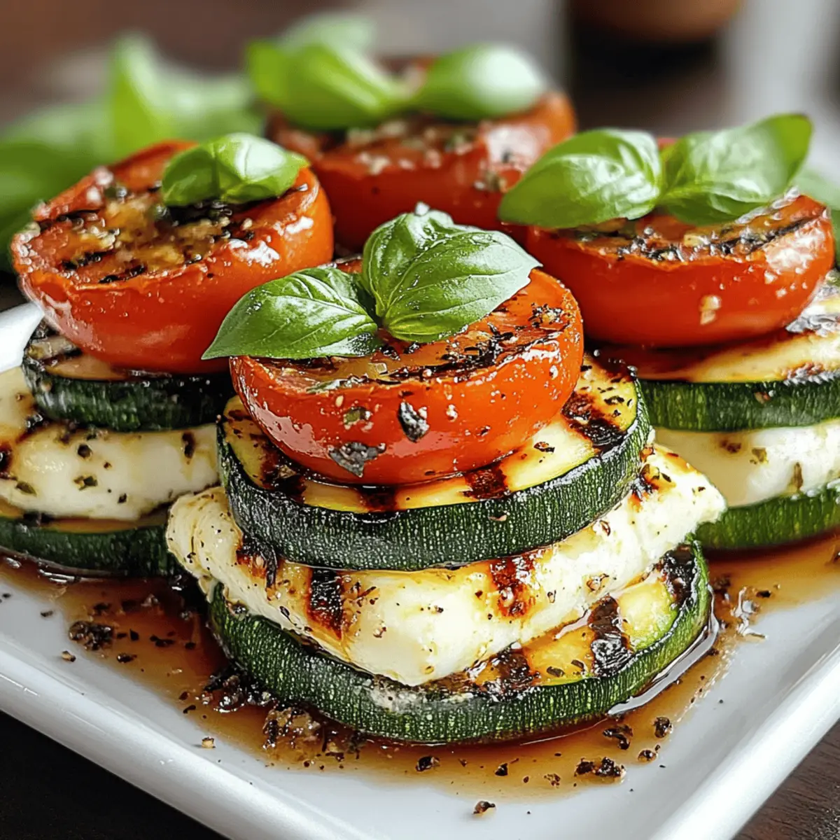 Gegrillte Zucchini Caprese Stapel für einen Sommergenuss