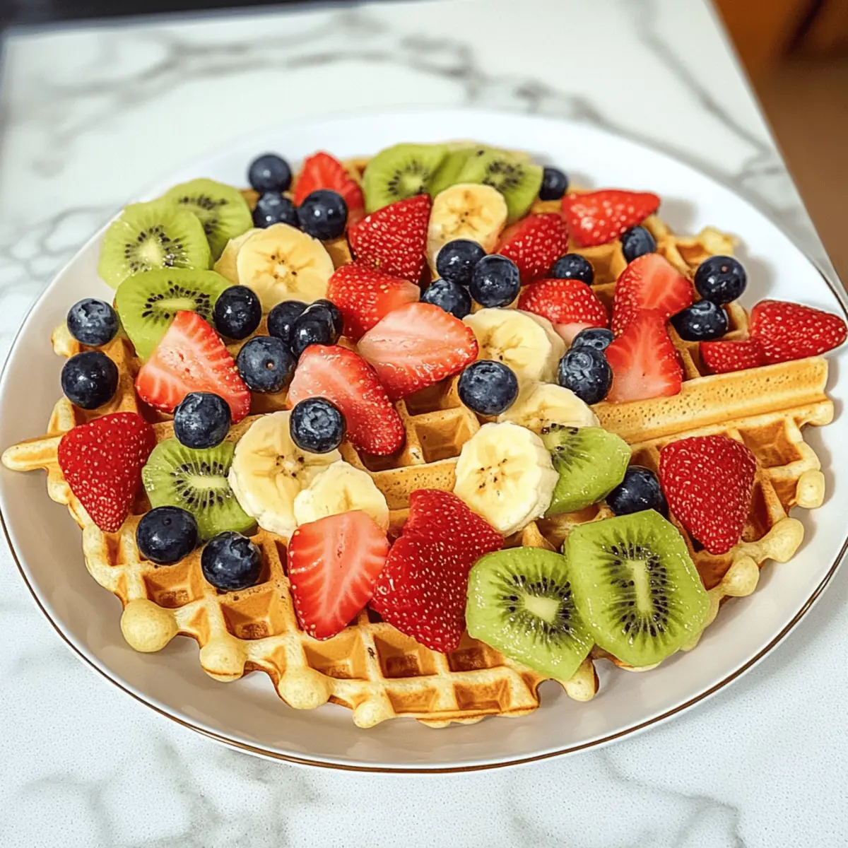 Bunte Waffelplatte mit Obst für kleine Genießer