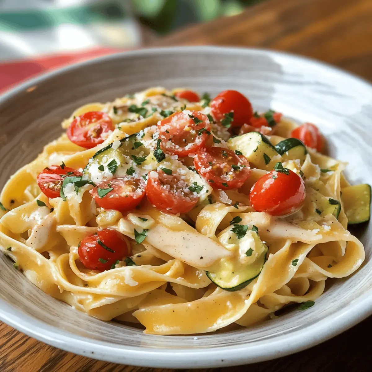 Bandnudeln mit Zucchini-Tomaten-Sauce schnell gemacht