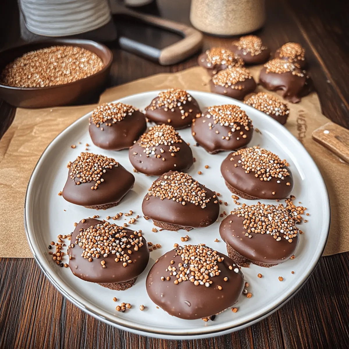 Schokolade und gerösteter Buchweizen Plätzchen