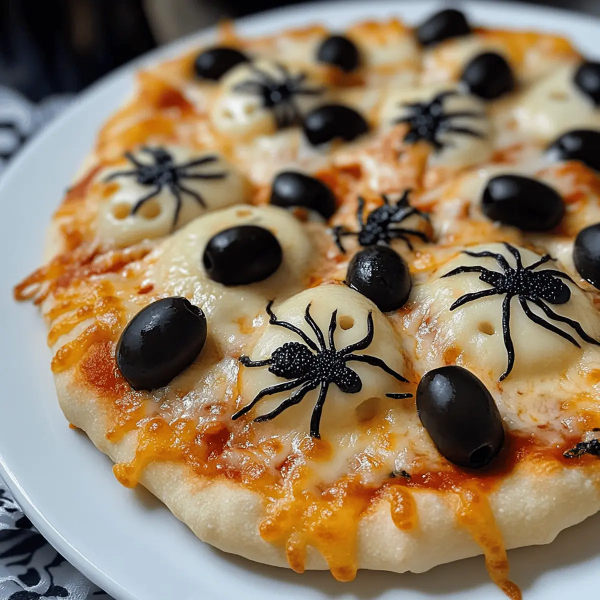 Mini-Spinnen-Pizza für eine gruselige Halloween-Party