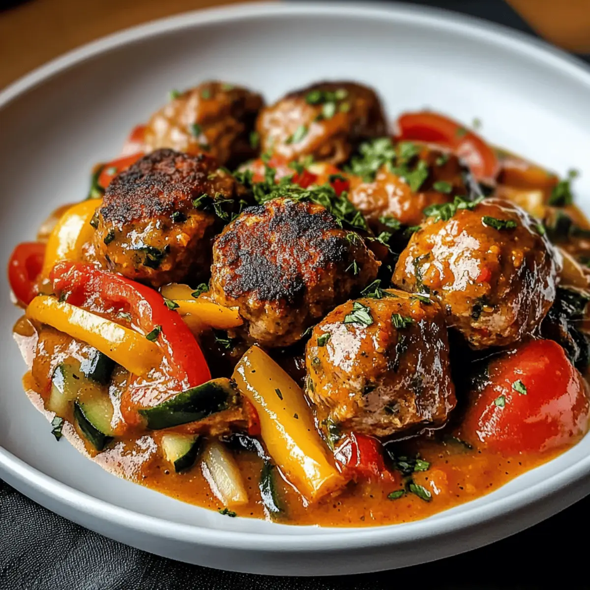 Hackbällchen Pfanne mit Ajvar einfach selber machen