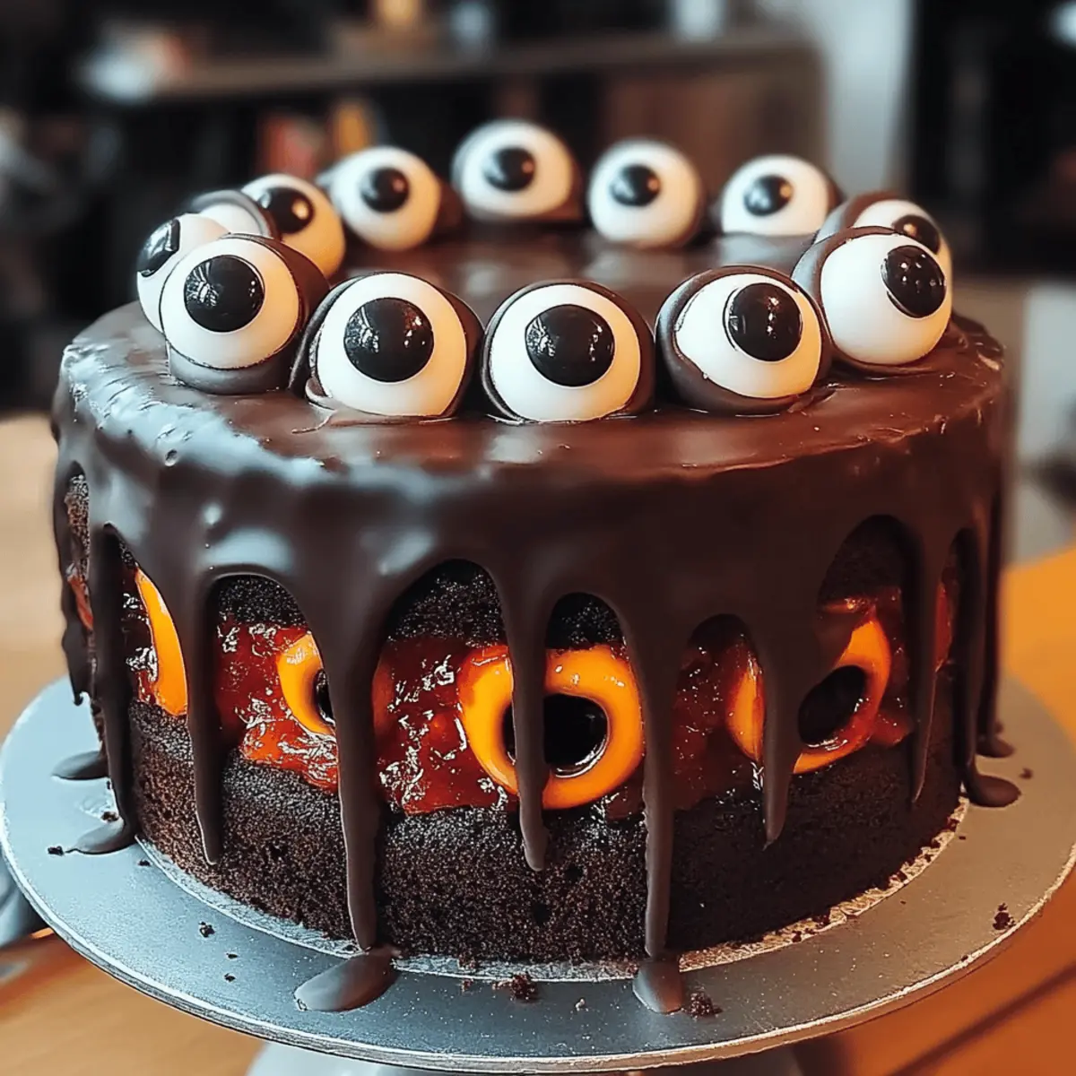 Halloween Kuchen-Glück mit essbaren Augäpfeln
