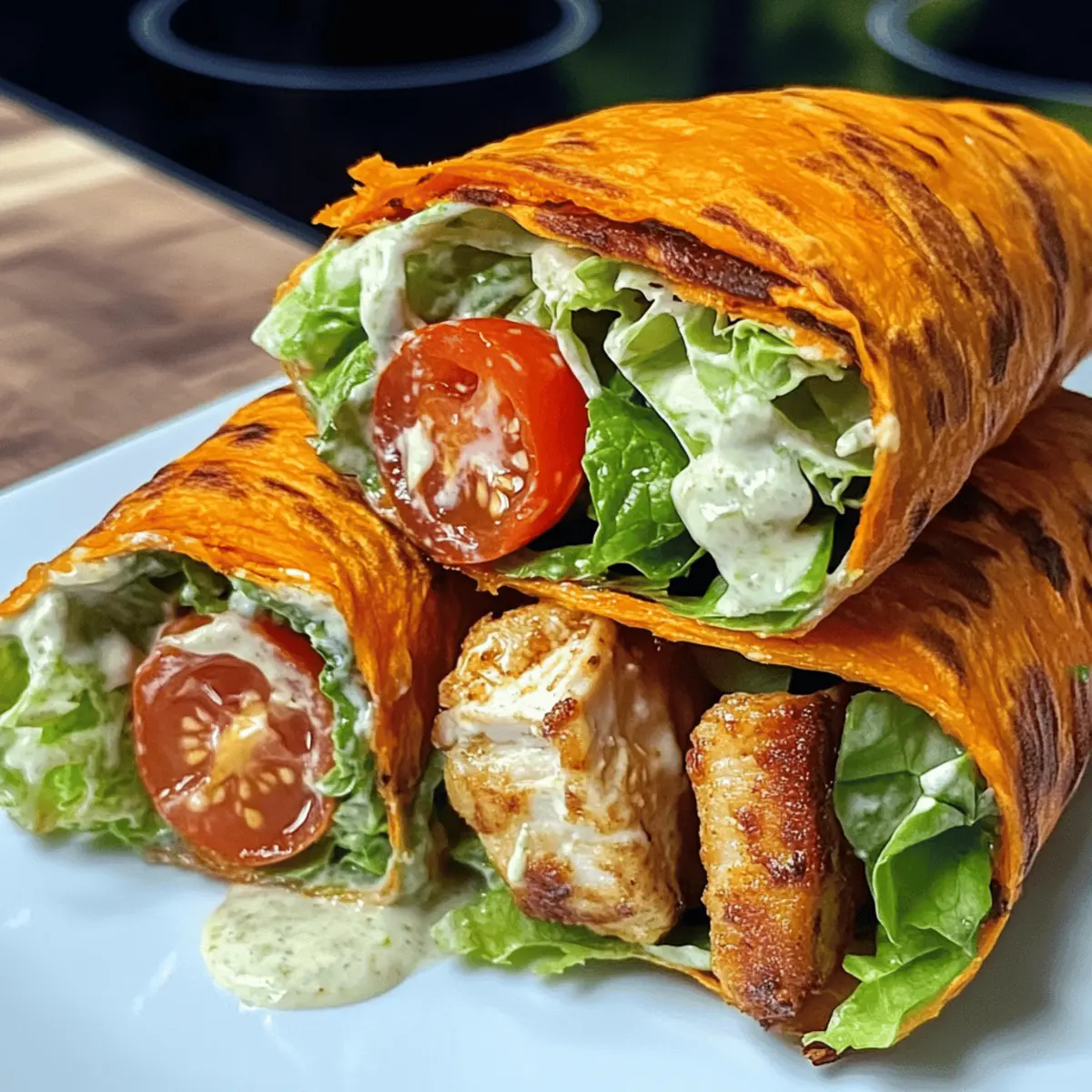 Süßkartoffelwrap Caesar Stil für gesunde Genießer
