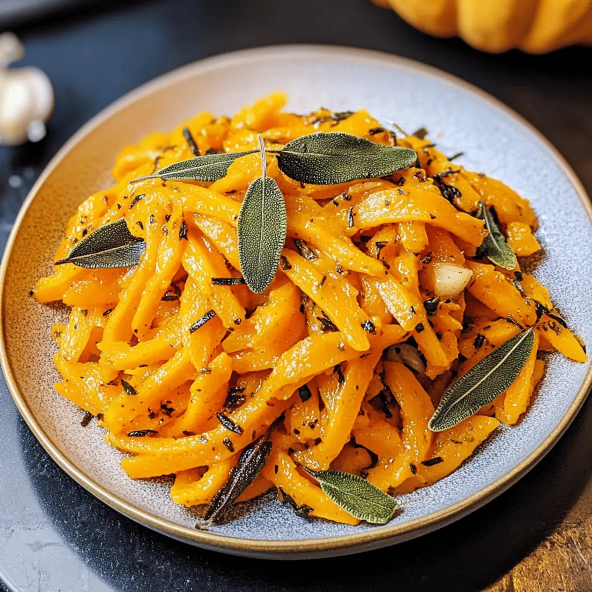 Kürbis-Scherennudeln mit Salbei für Herbstzauber