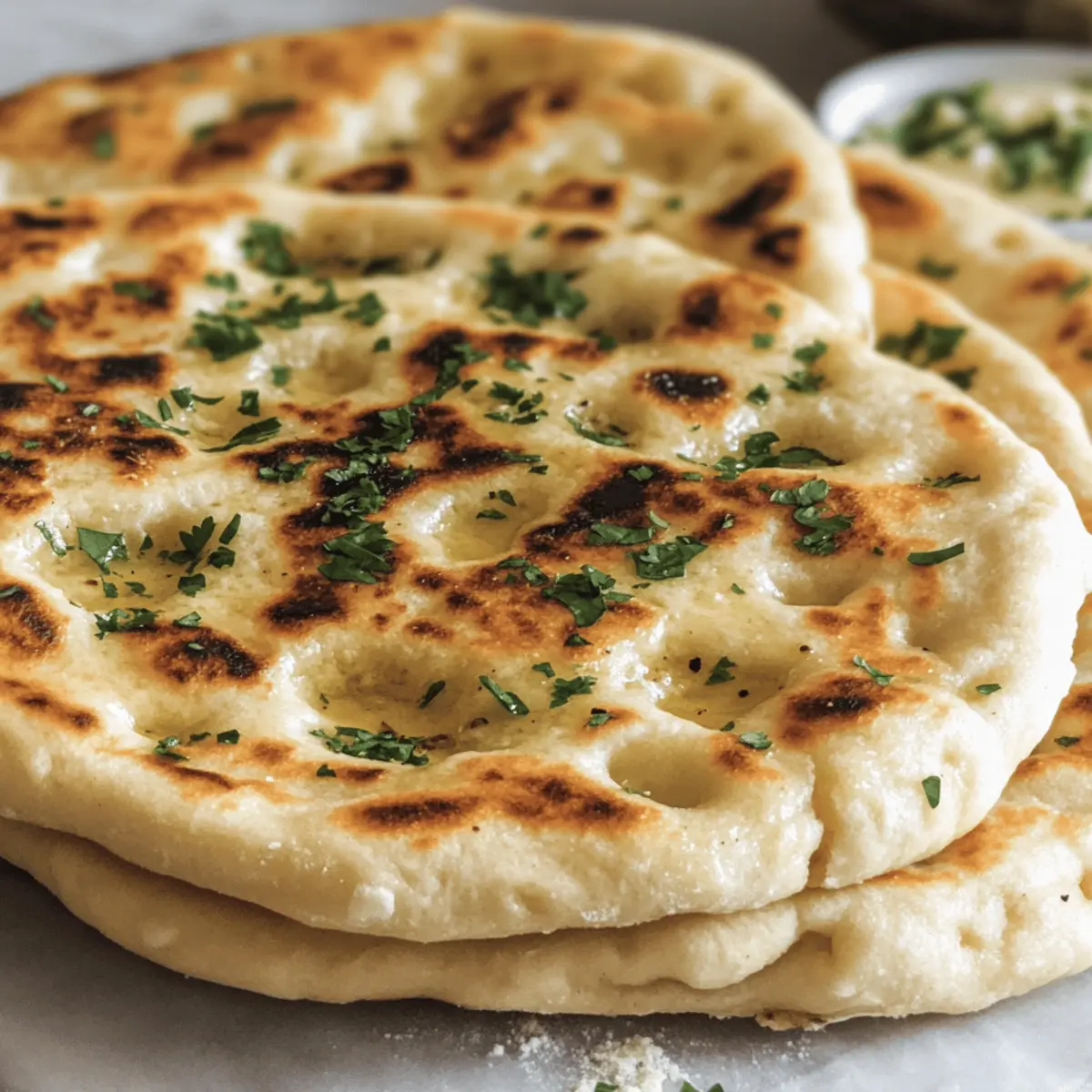 Hüttenkäse Knoblauch Naan ohne Hefe - Jetzt selbst machen