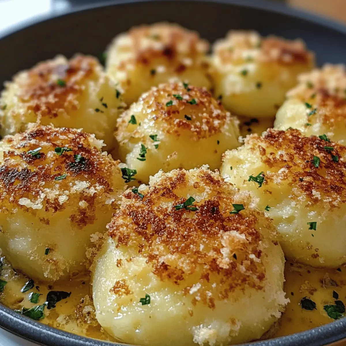 Kartoffelklöße mit Knoblauchbutter Parmesan aus dem Ofen