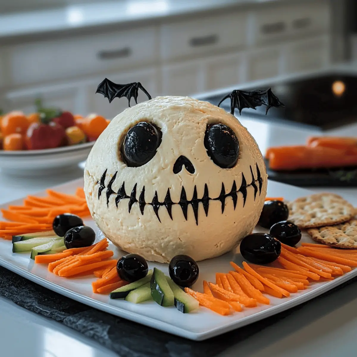 Skelett Käseball Vorspeise Rezept für Halloweenspaß