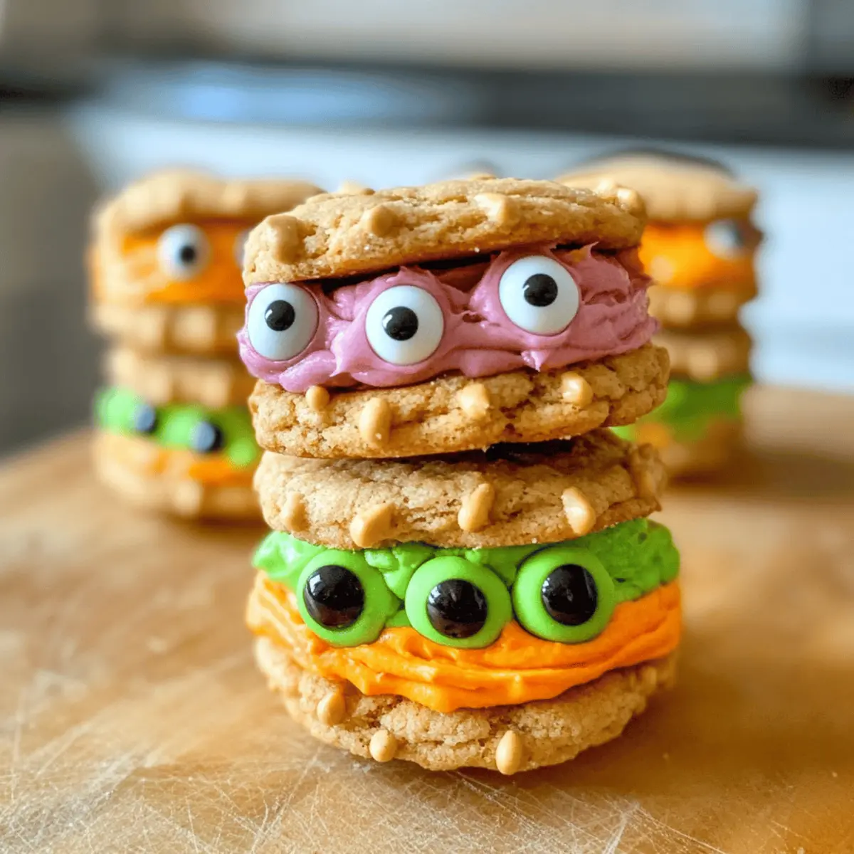 Niedliche Monster Sandwich Kekse für Halloween Spaß
