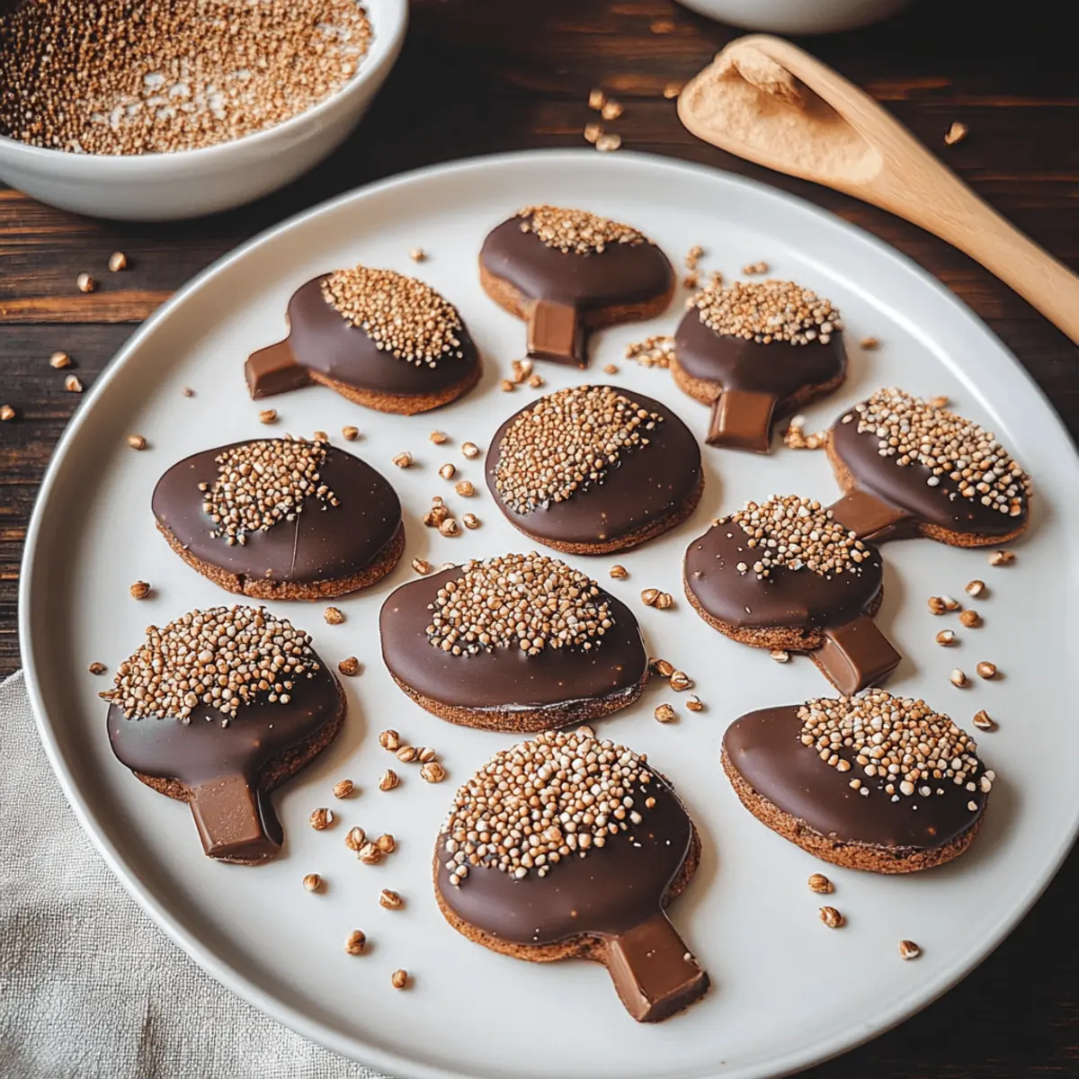 Schokolade und gerösteter Buchweizen für Kuchen