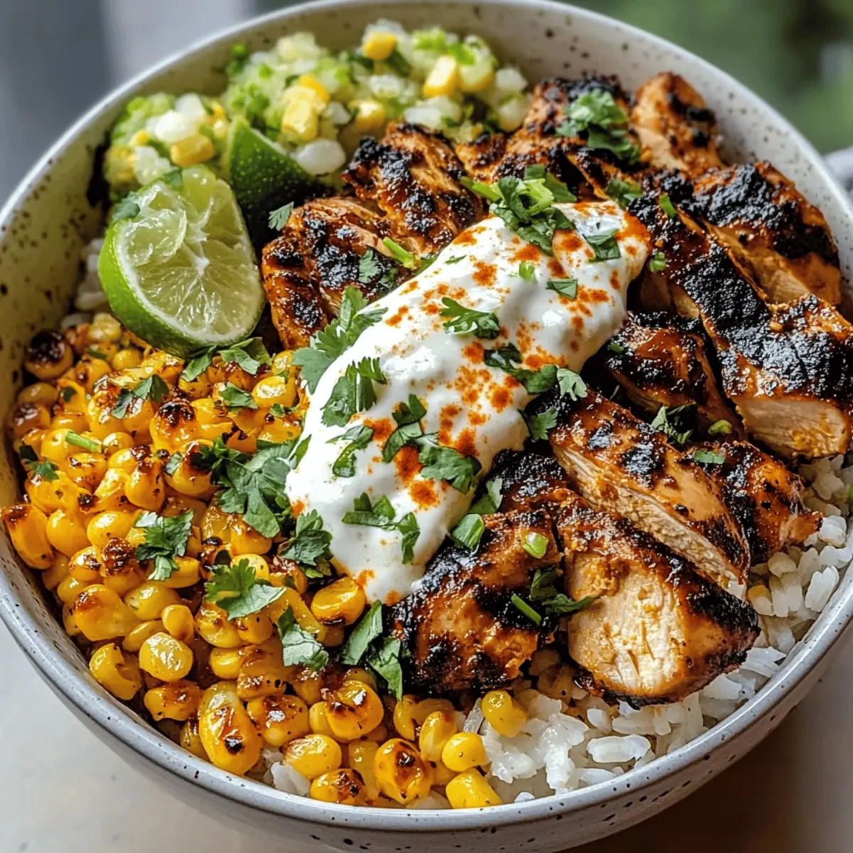 Straßenmais-Hühnchen-Reisschüssel – Genuss pur zuhause