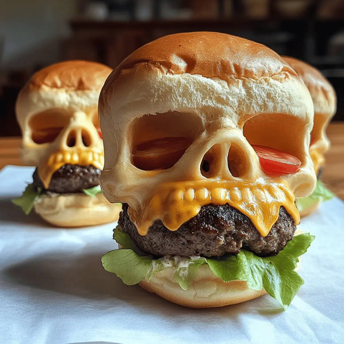 Käseburger Schädel für dein Halloween-Dinner