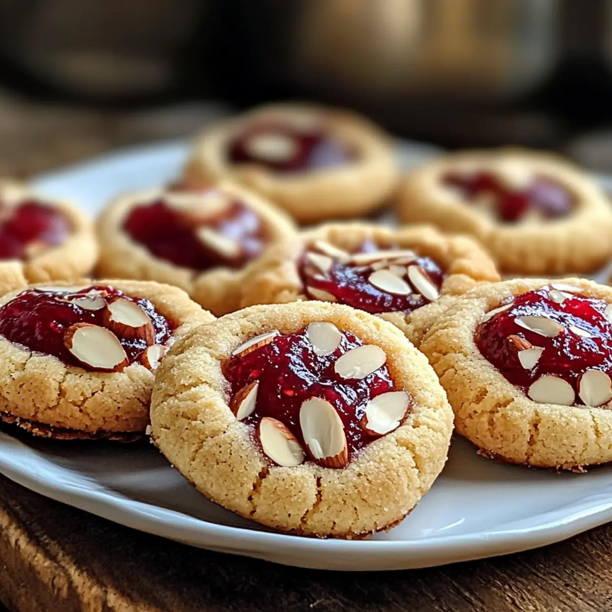 Himbeer-Mandel-Daumenabdruck-Kekse Einfach und Lecker