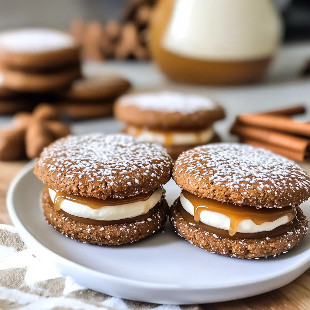 Lebkuchenkekse mit Vanille-Likörcreme und Salzkaramell
