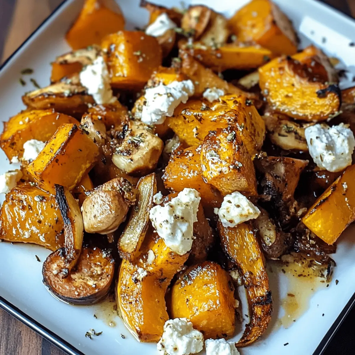 Gerösteter Kürbis mit Kastanien und Ziegenkäse