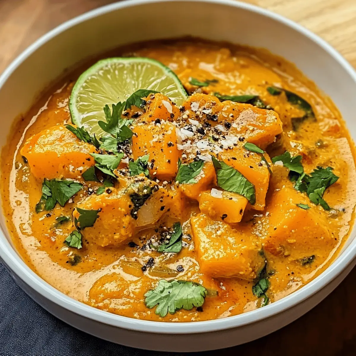 Einfaches thailändisches Kürbis-Curry aus einem Topf