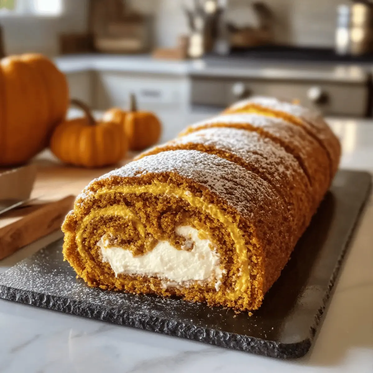 Herbstlicher Kürbisgewürz-Rollkuchen für Genießer