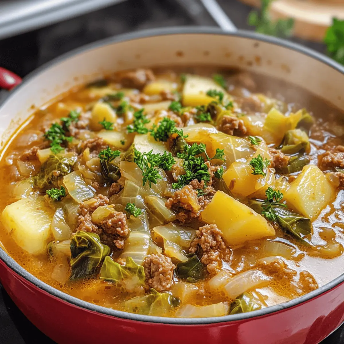 Wirsing-Eintopf mit Hackfleisch und Kartoffeln