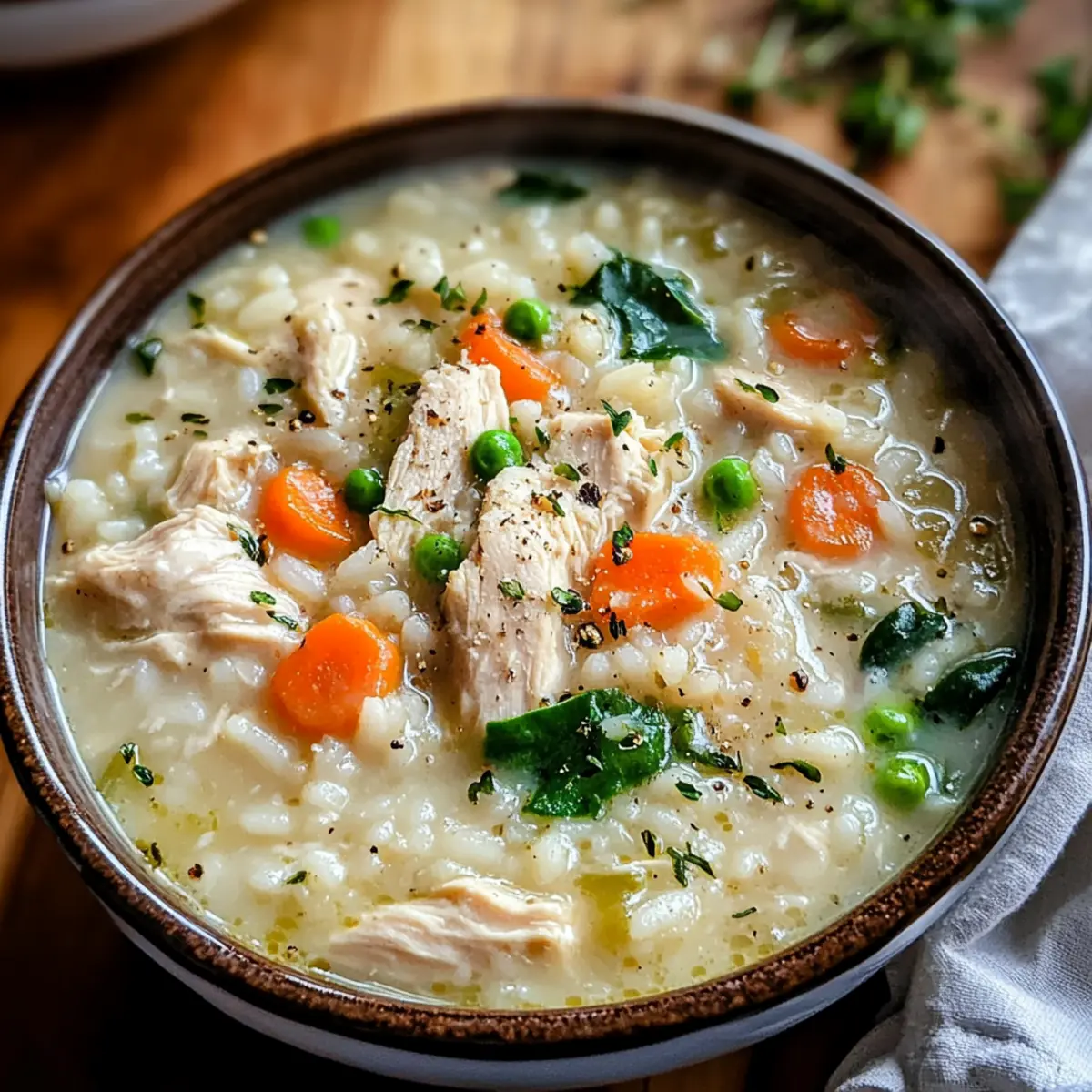 Cremige Hühner-Reis-Suppe für wohlige Abende