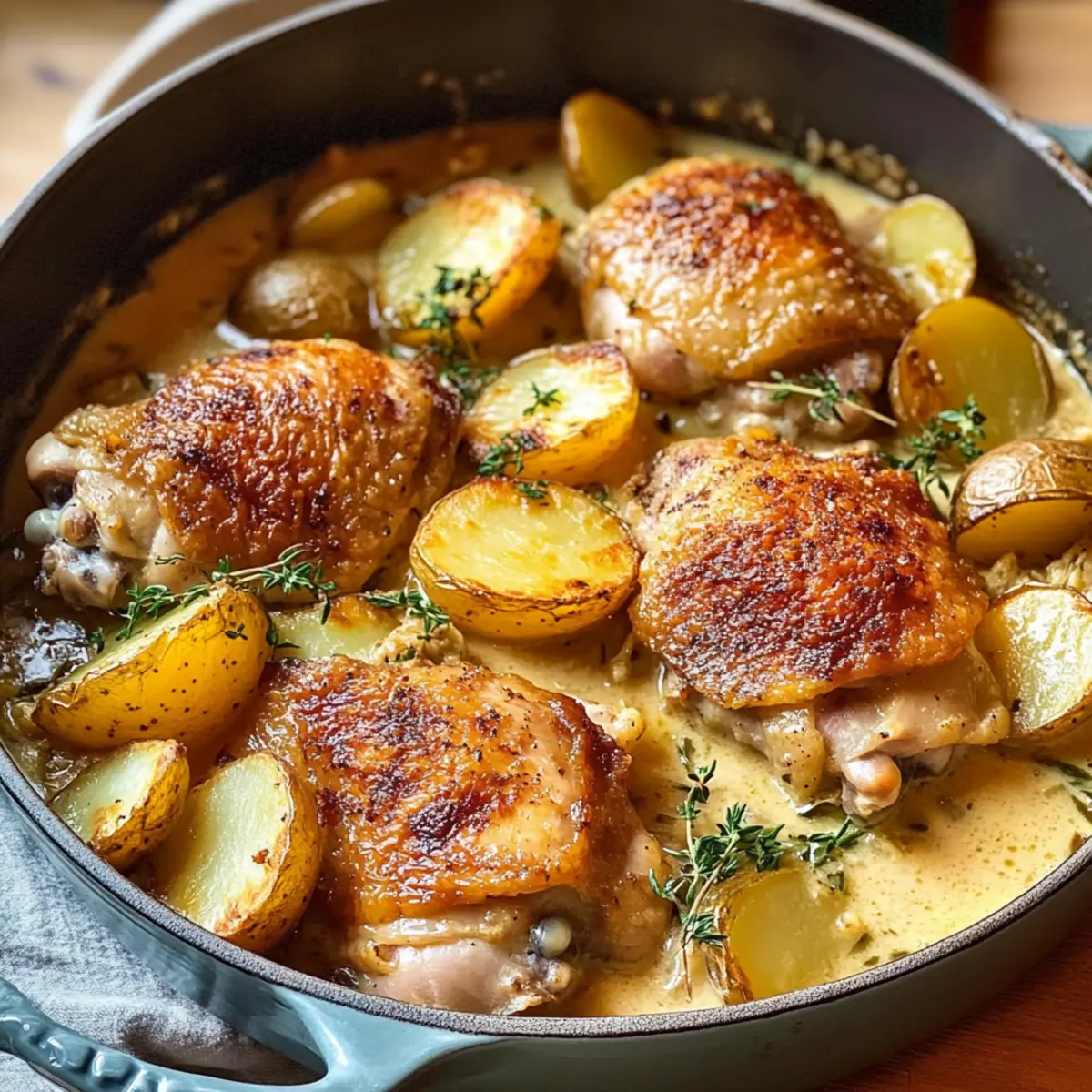 Cremiges Ofenhähnchen mit Kartoffeln für die ganze Familie