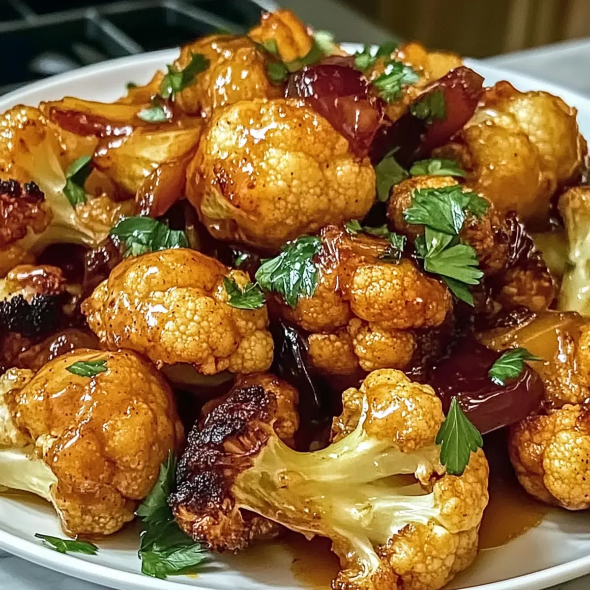 Frittierter Blumenkohl mit Honig-Curry Genuss