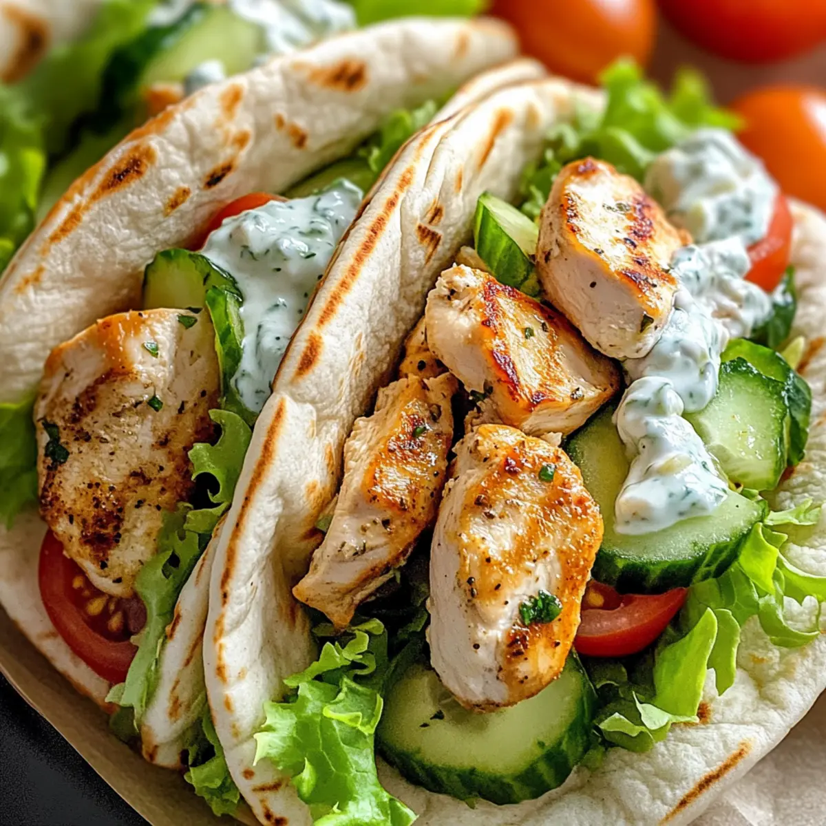 Griechische Hähnchen-Pitas mit Tzatziki und Feta genießen