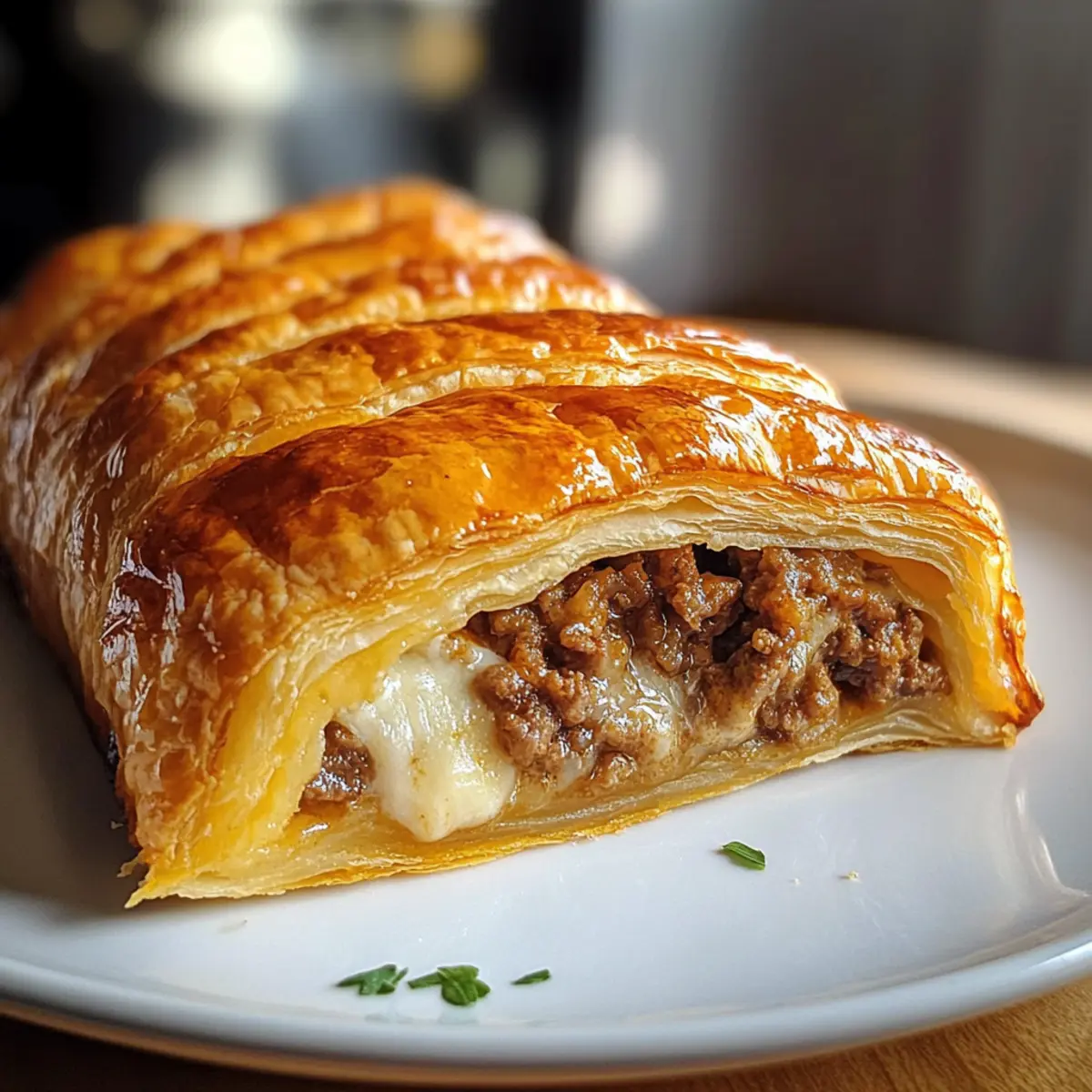 Hackfleisch-Käse-Blätterteig-Rolle einfach selbst gemacht