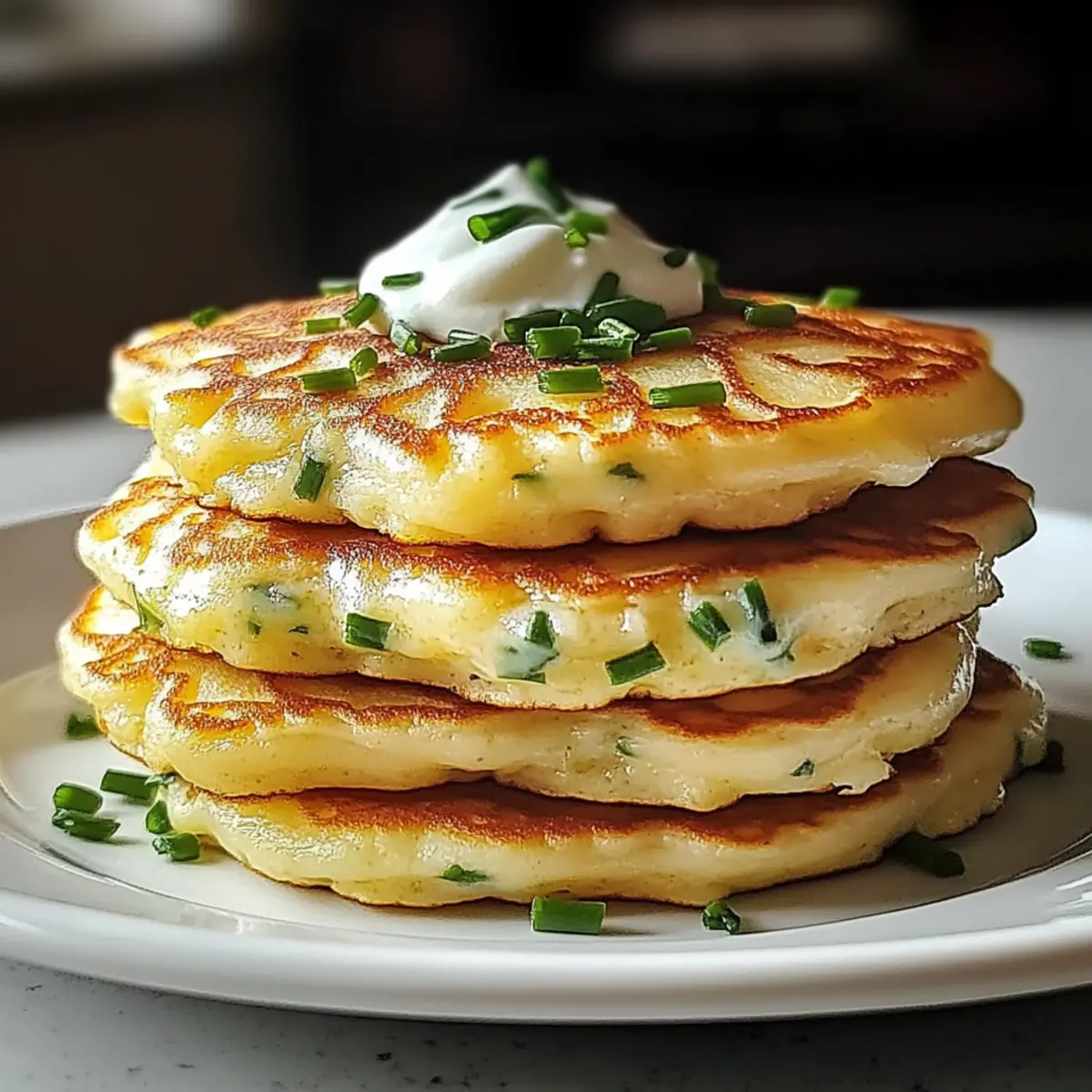 Käse und Schnittlauch Pfannkuchen für jedes Frühstück
