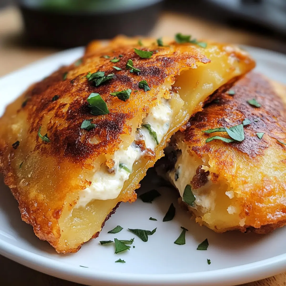 Köstliche Kartoffeltaschen mit Doppelrahm Frischkäse