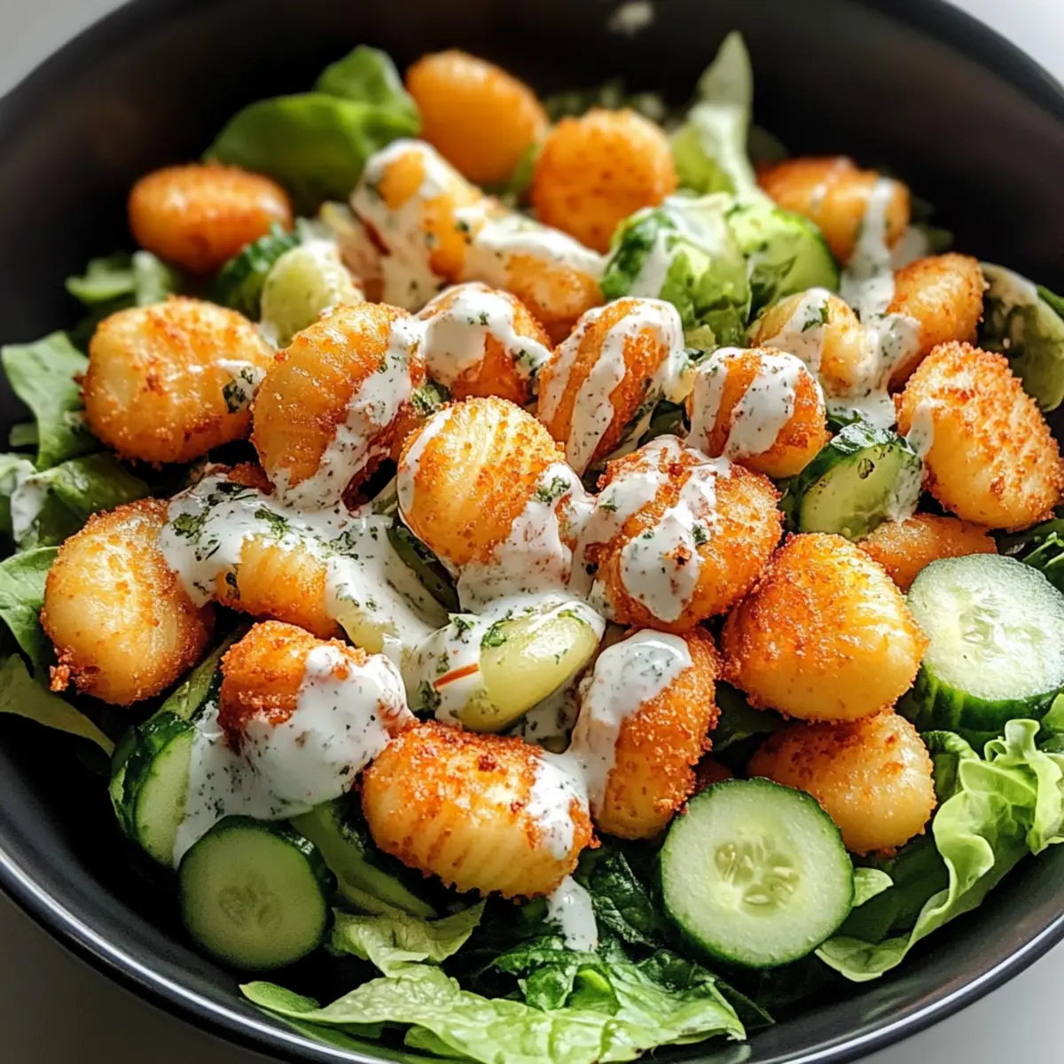 Knuspriger Gnocchi-Salat mit Joghurt-Dressing