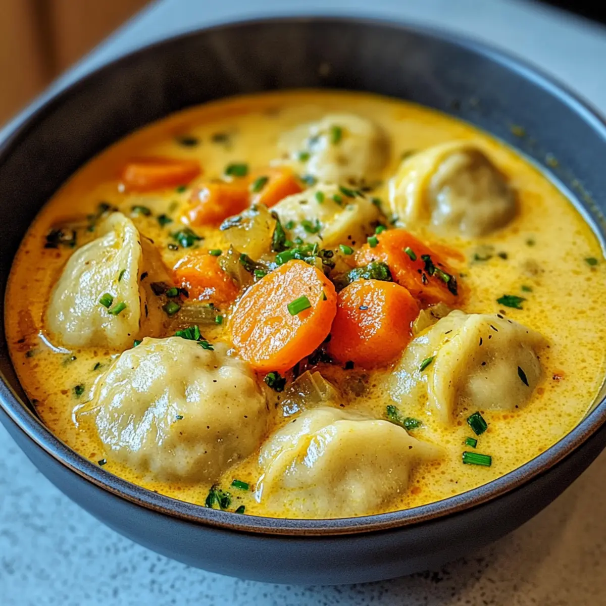 Kokos-Curry-Suppe mit Knödeln für Wärme und Genuss