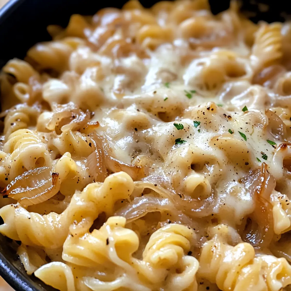 Ein-Topf Französische Zwiebel Pasta für Genuss pur